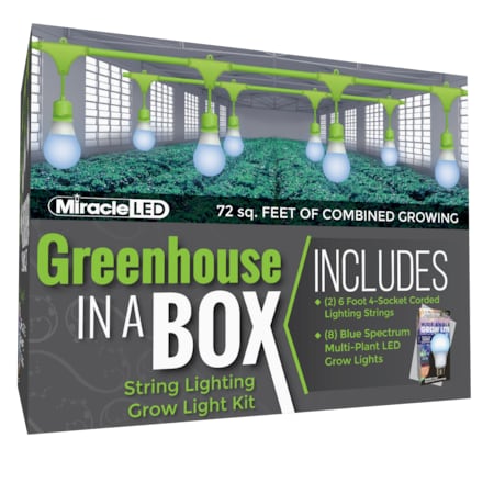 Miracle Led 4-Socket Greenhouse in a Box Grow Light Kit- Blue Spec. 9W Replace 100W Grow Bulbs, 2PK 802269